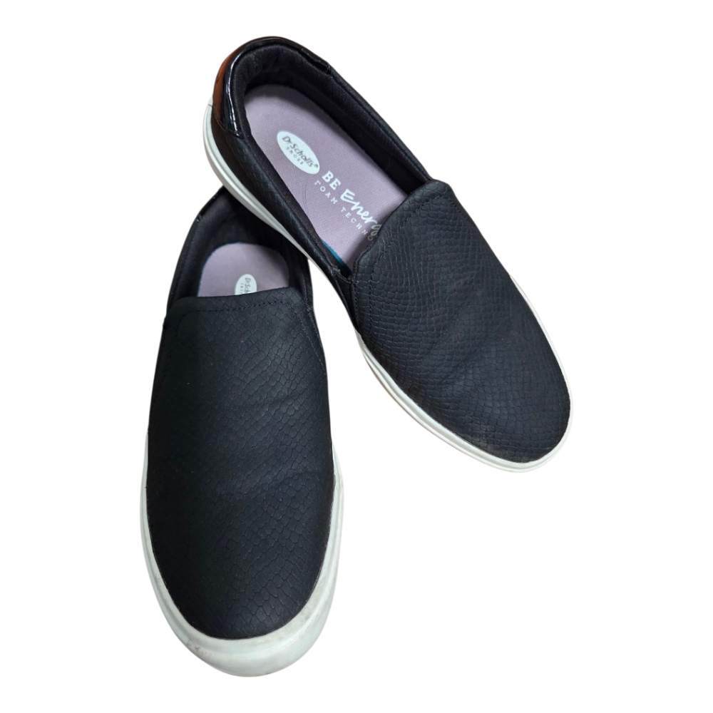 Dr. Scholl's Wink Be Energized Foam Black White Snake Print Slip On Shoes 7M